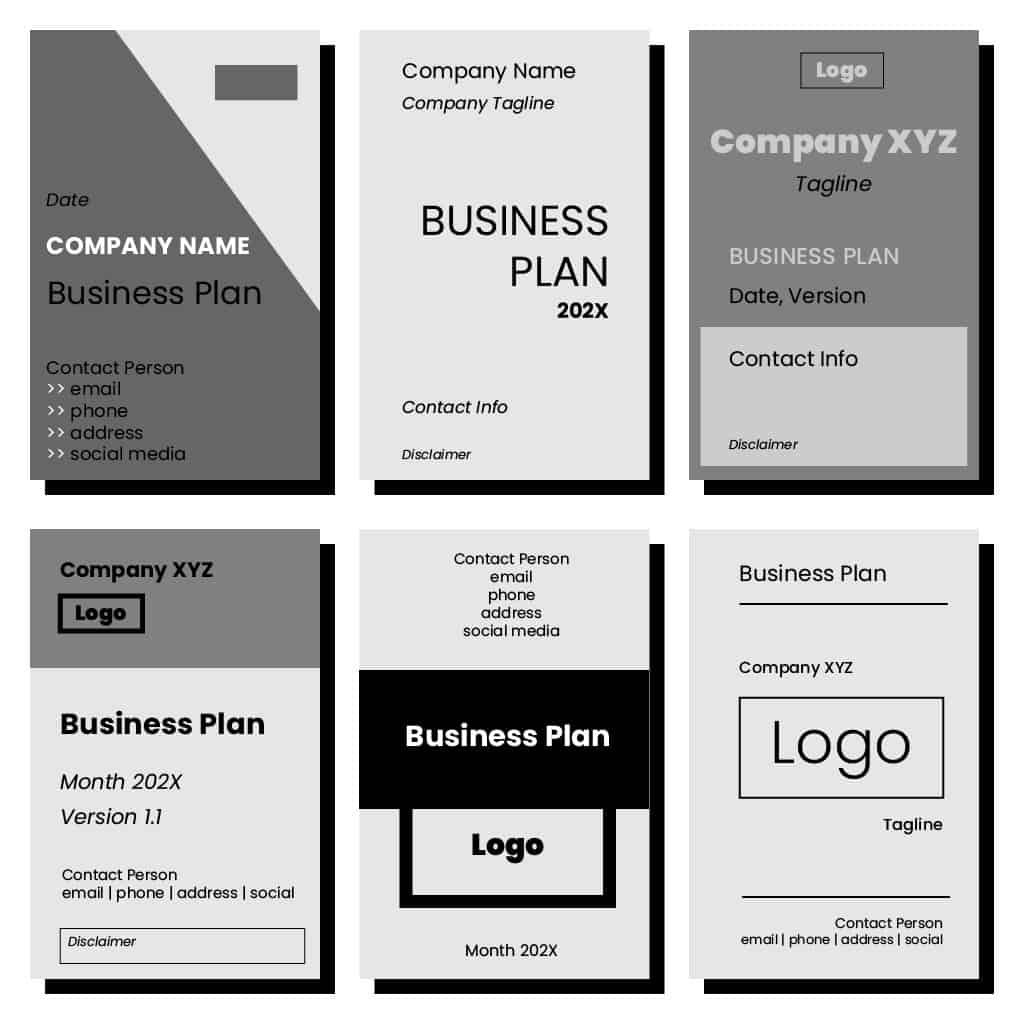 business plan cover sheet sample
